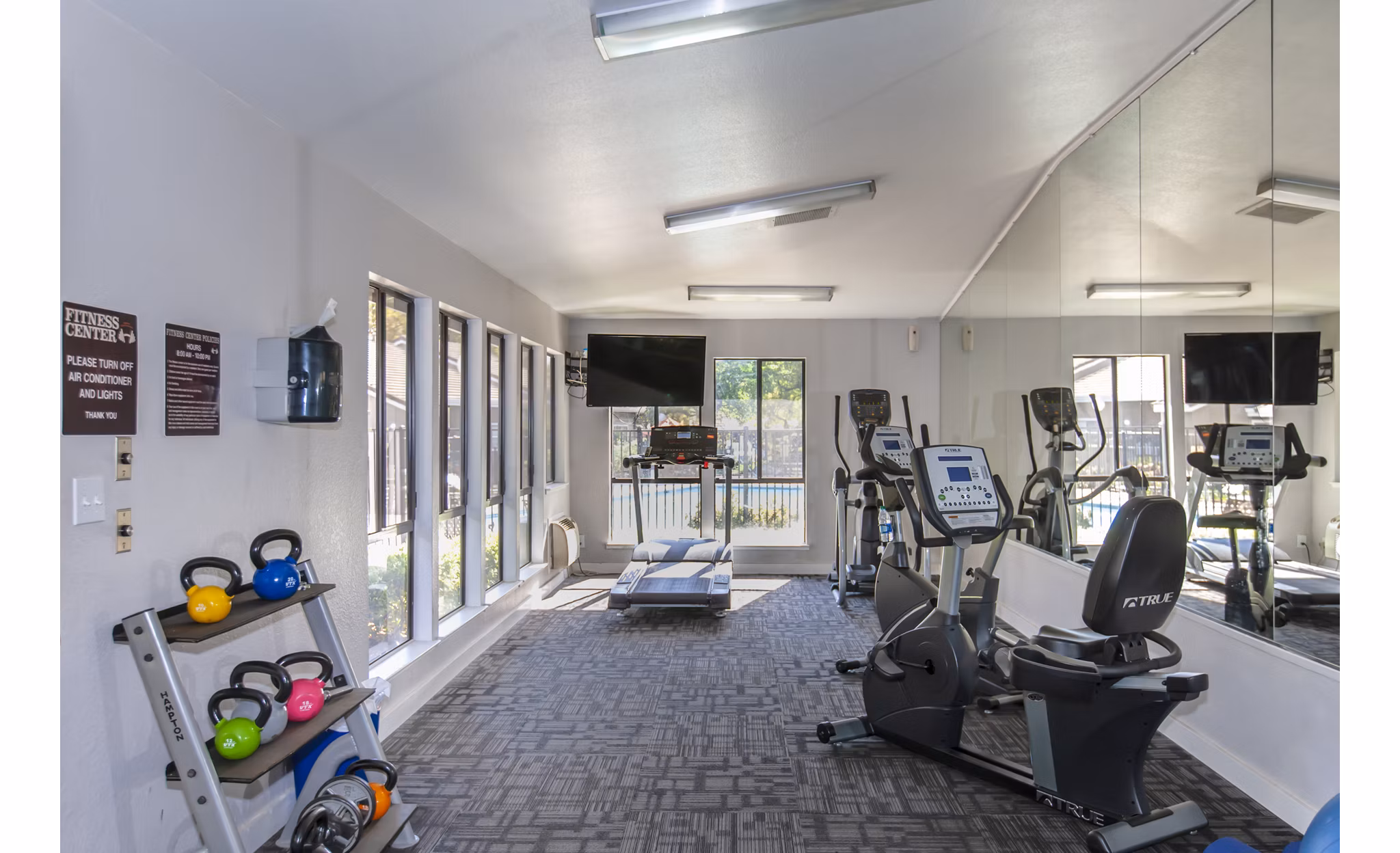 Modern fitness center with state-of-the-art equipment at Monte Vista Apartments
