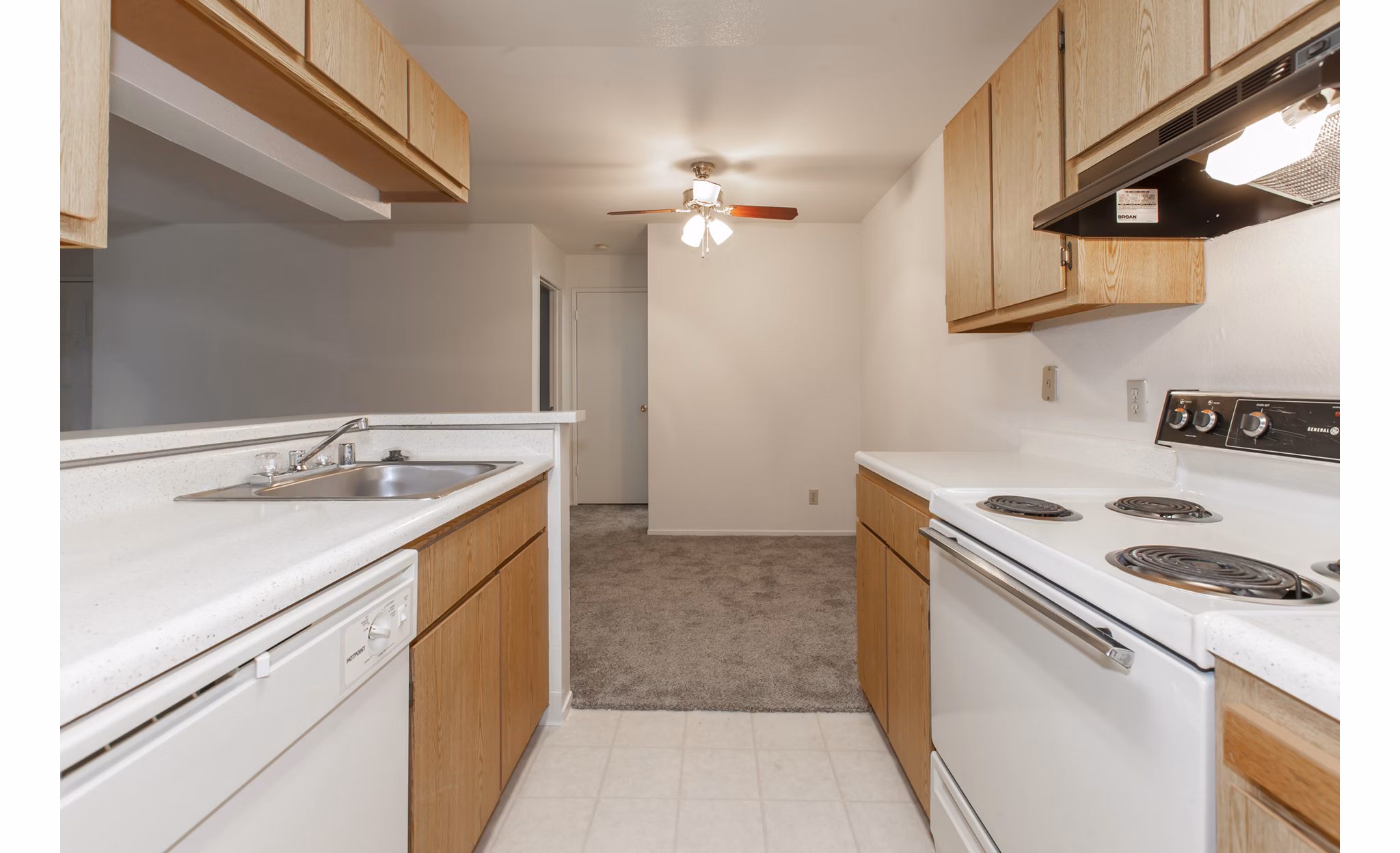 Modern kitchen with stainless steel appliances at Monte Vista Apartments