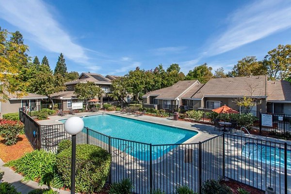 Outdoor pool with lounge chairs at Monte Vista Apartments offering relaxation and leisure