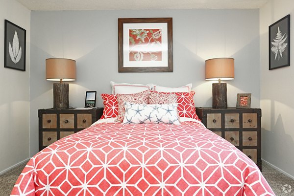 Cozy bedroom with natural light at Brookside Apartments: luxury living with Greystar apartment amenities