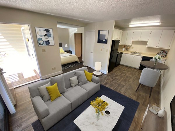 Elegant kitchen with stainless steel appliances in Brookside Apartments