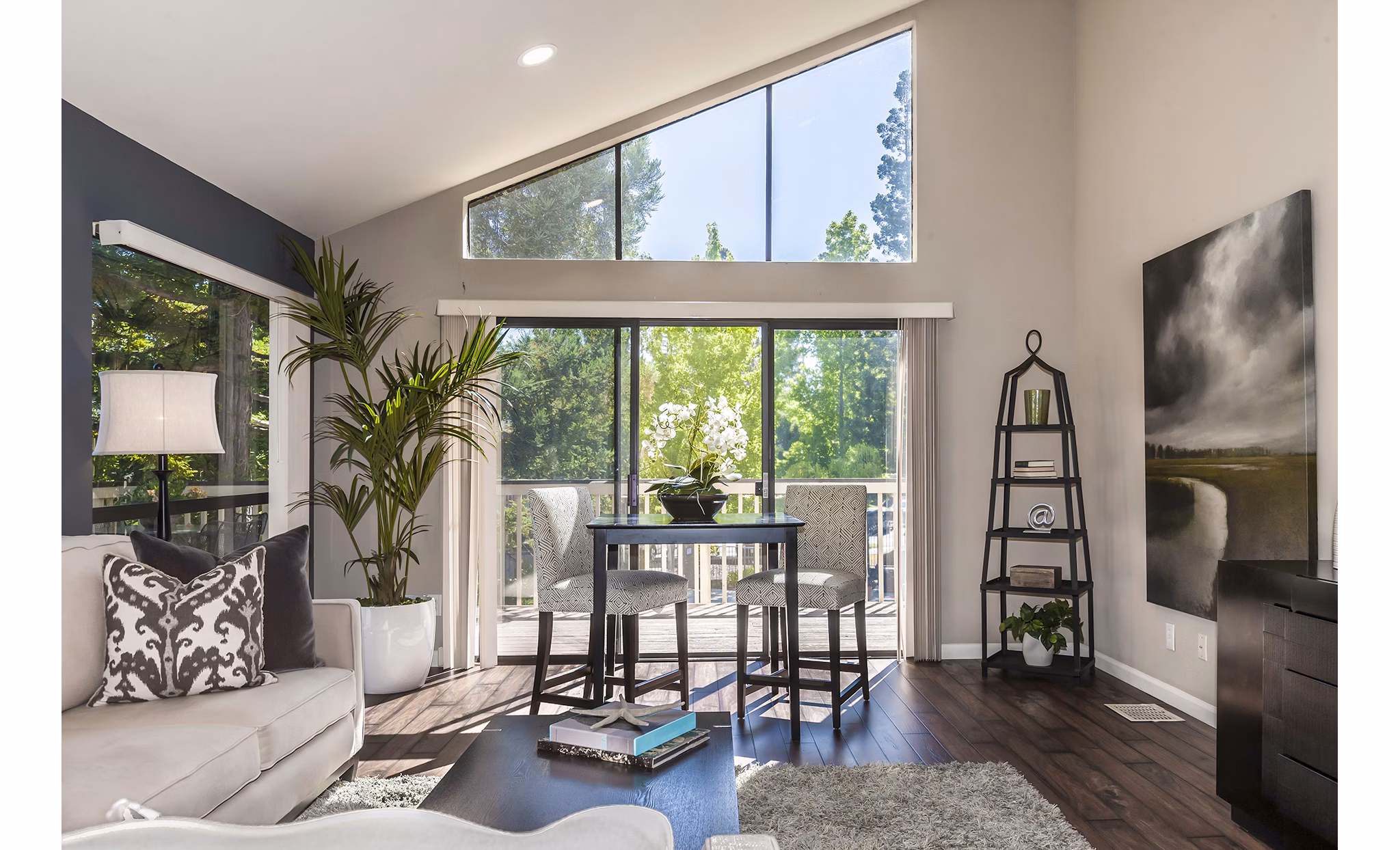 Living room featuring modern decor and cozy seating in Brookside Apartments, a luxury Greystar community