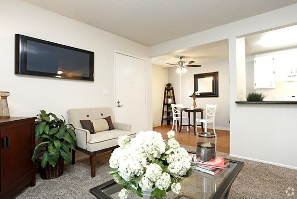 Spacious living room with contemporary furnishings at Brookside Apartments, Greystar luxury apartments