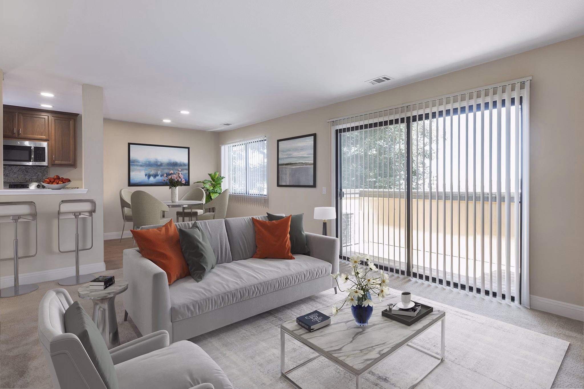 living room at Mission Pines Apartments