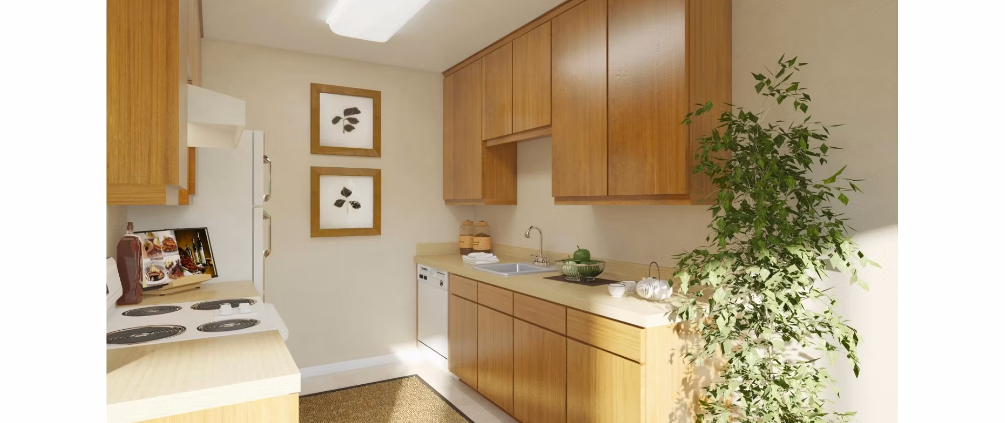 Bright kitchen with modern appliances and granite countertops at Lime Ridge Apartments