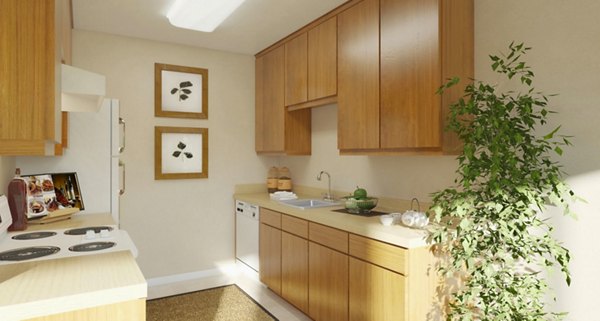 Bright kitchen with modern appliances and granite countertops at Lime Ridge Apartments
