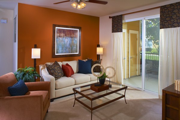 Spacious living room with contemporary design at Morgan Park Apartments