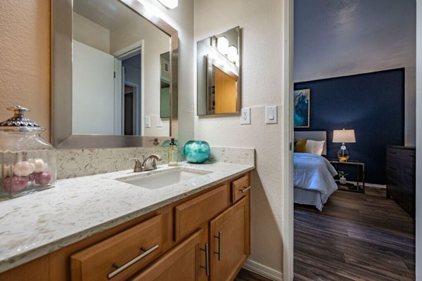 Modern bathroom with elegant fixtures at The Bella Apartments