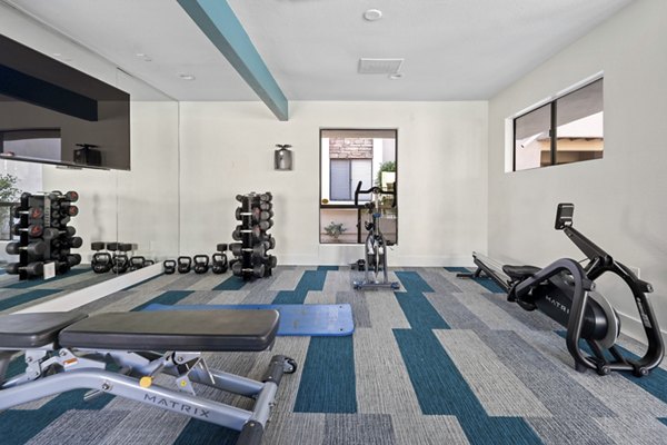 fitness center at The Bella Apartments