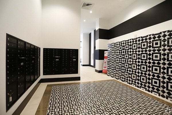 Mail room with secure parcel lockers at Highlands 32 Apartments