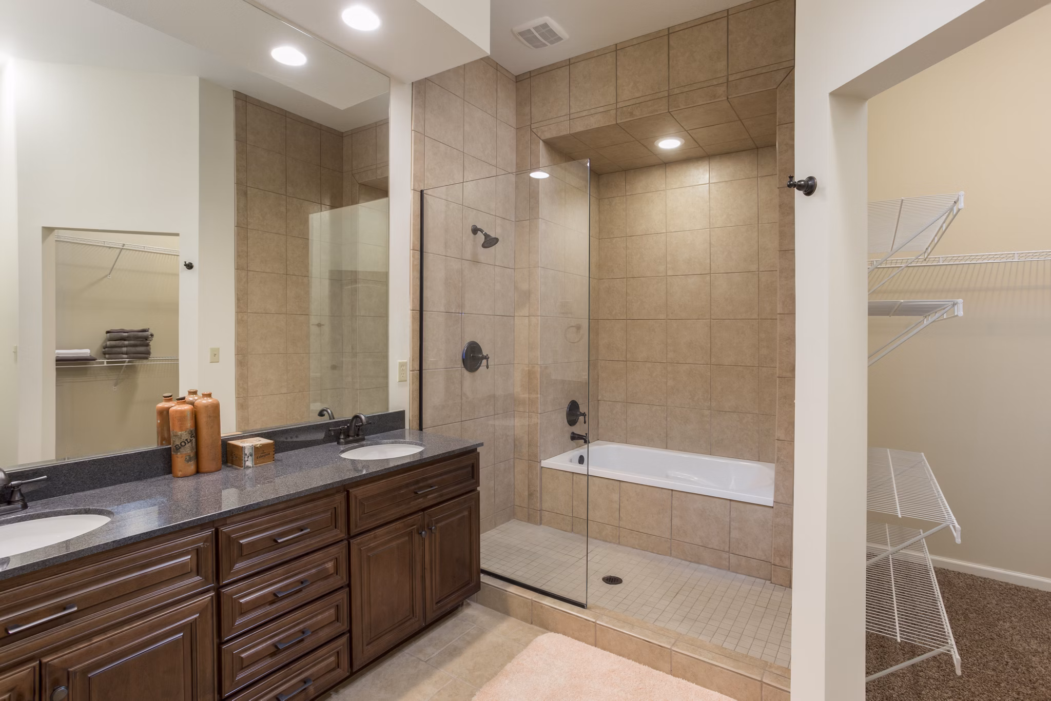 Modern bathroom with sleek fixtures in Village at Aspen Place luxury apartments