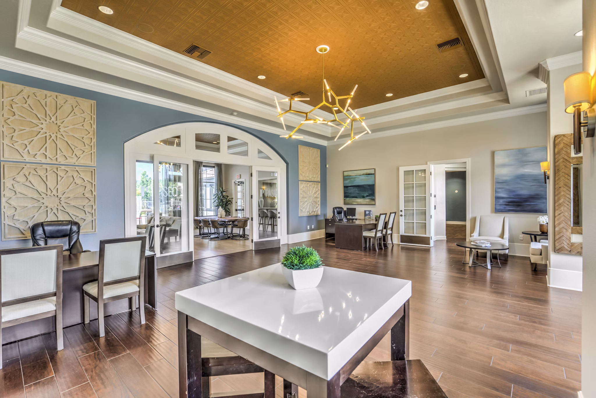 The Paseo at Town Center: Elegant clubhouse with modern design and luxury finishes for gatherings and events