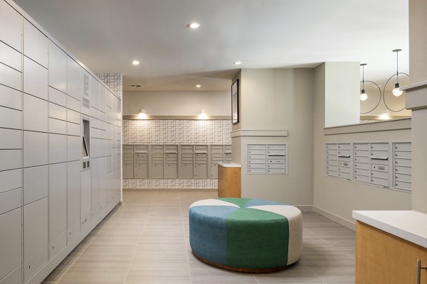 mail room at The Sterling at Oak Hills Apartments