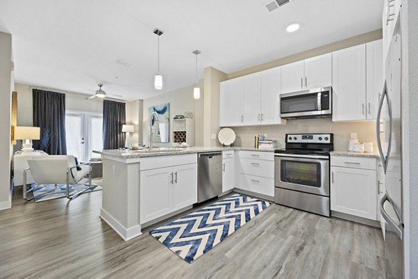 Modern kitchen with granite countertops at Broadstone River House Apartments, ideal for luxury living near the river