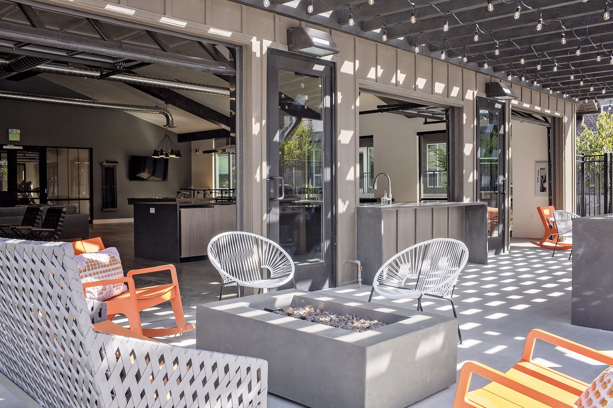Elegant clubhouse with modern design at Meridian Apartments
