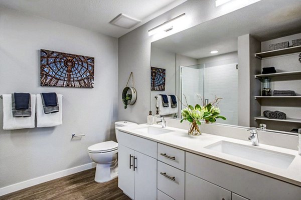 Modern bathroom with sleek fixtures at Inova Apartments, Greystar luxury apartments in urban settings