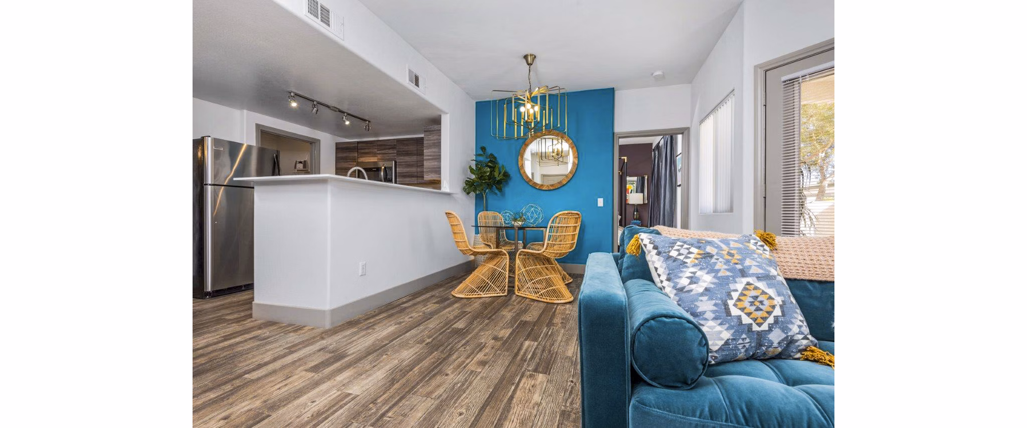 Modern living room with sleek design at Reverb at Spring Valley Apartments