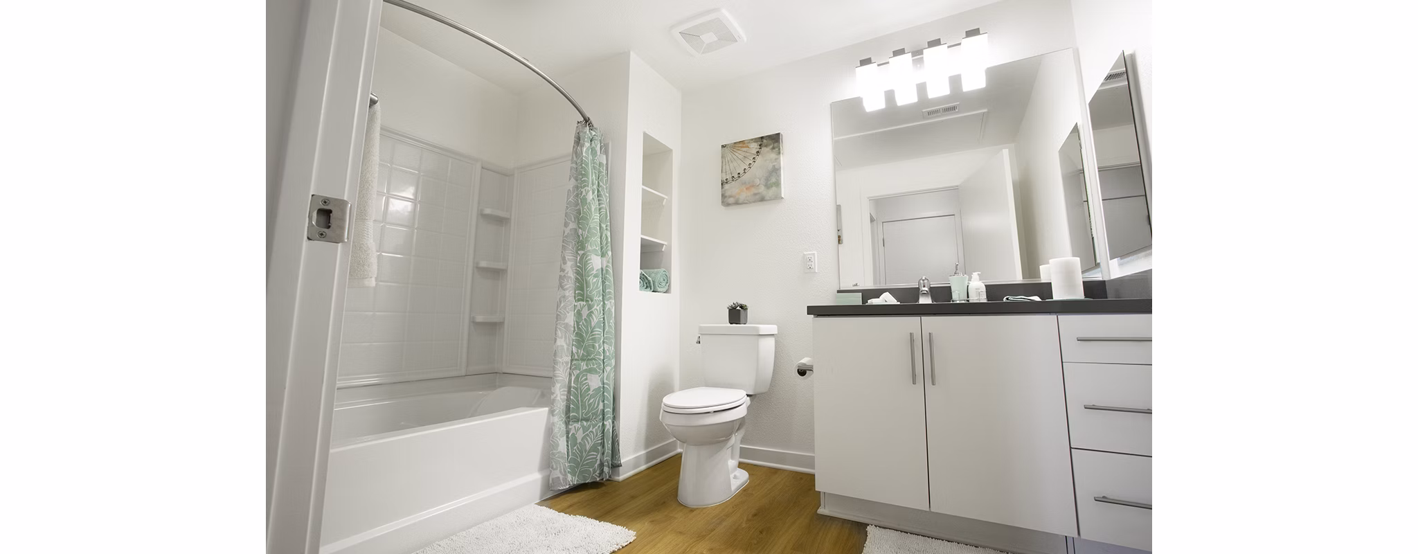 Modern bathroom with elegant fixtures at Eton at Warner Center Apartments