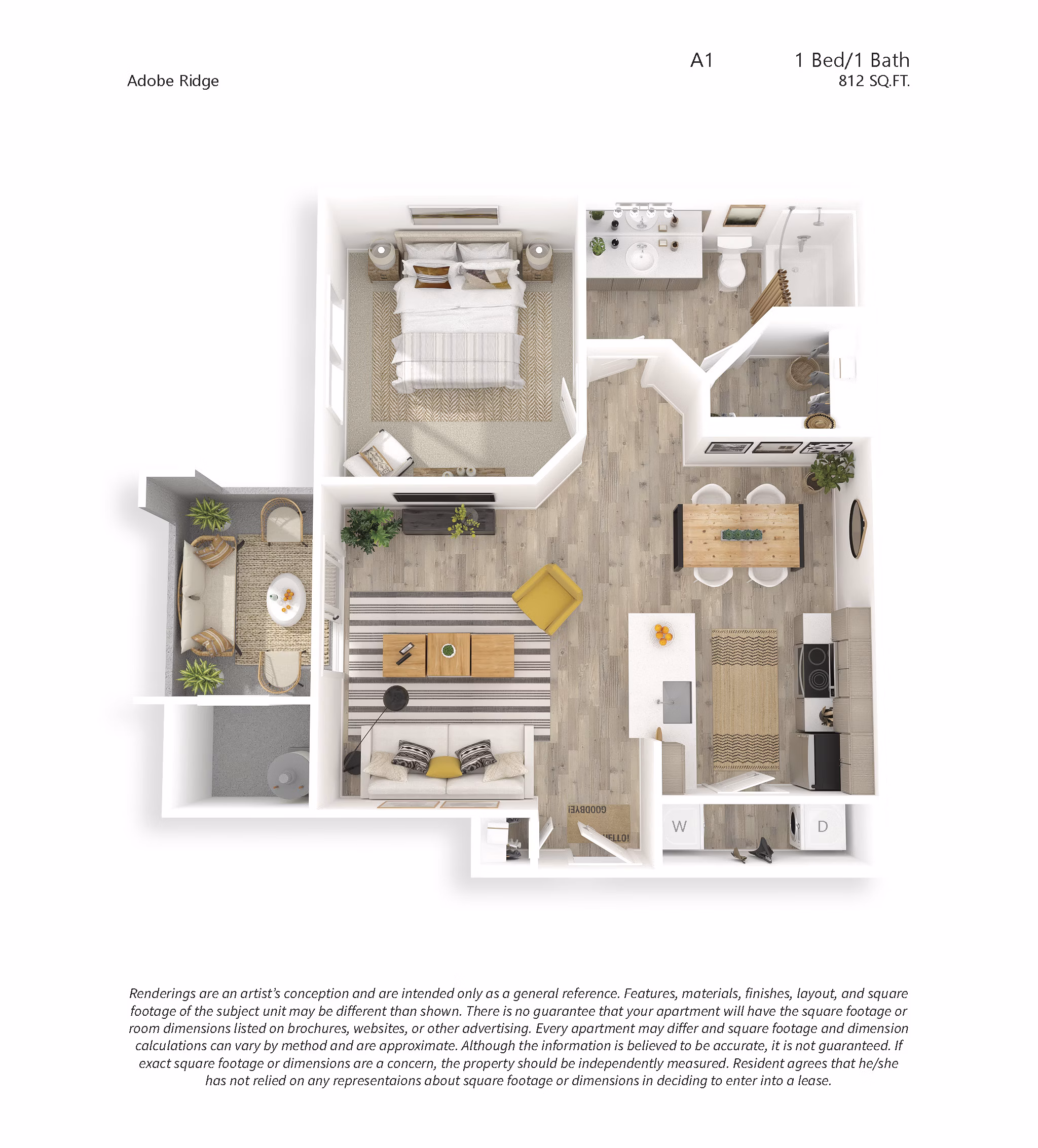A1 floor plan at Adobe Ridge Apartments