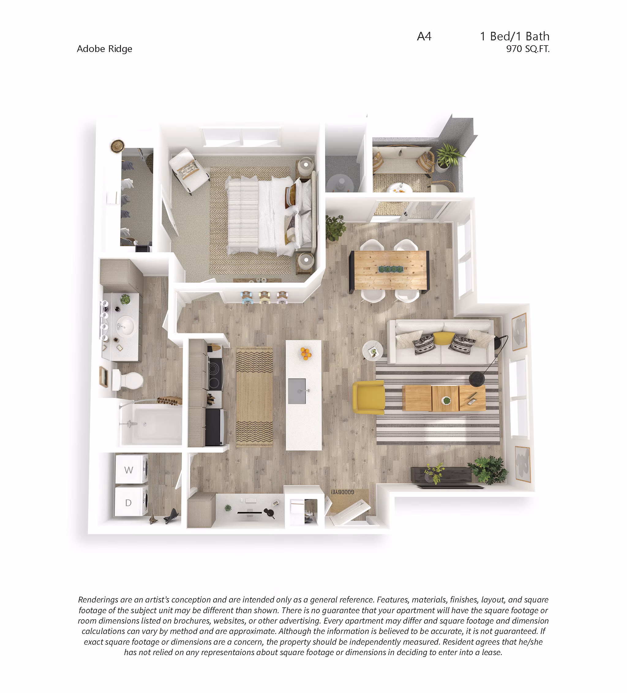 A4 floor plan at Adobe Ridge Apartments