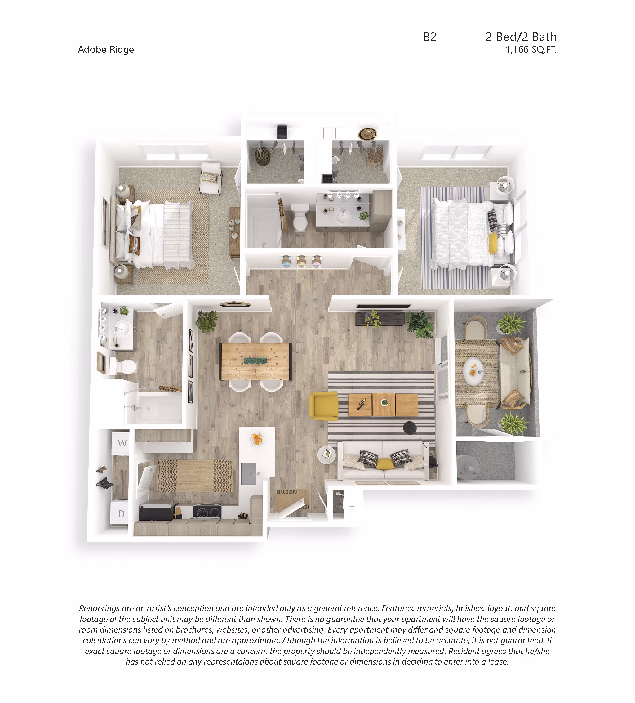B2 floor plan at Adobe Ridge Apartments