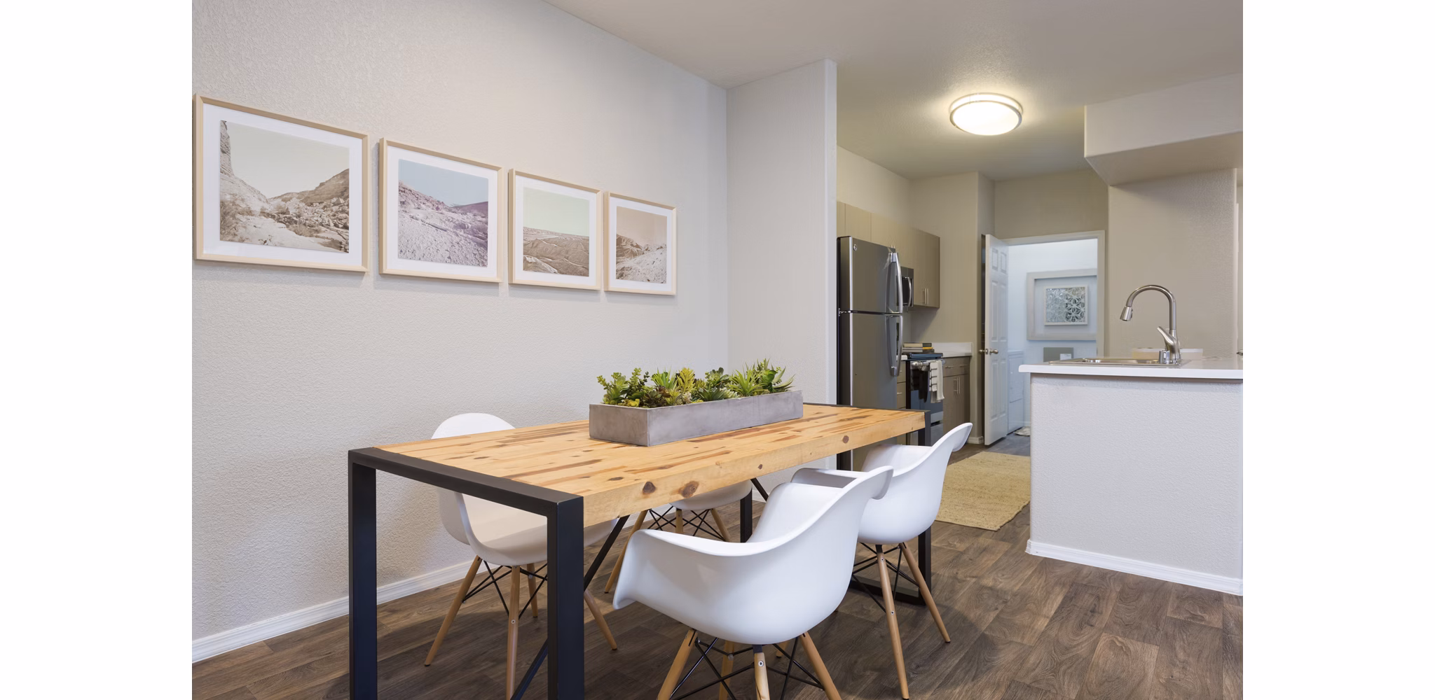 Dining area featuring modern furniture at Adobe Ridge Apartments in Greystar luxury community