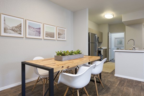 Dining area featuring modern furniture at Adobe Ridge Apartments in Greystar luxury community