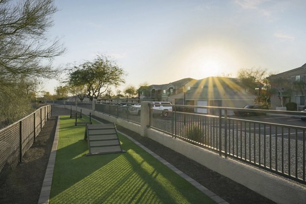 Well-maintained dog park with agility equipment at Adobe Ridge Apartments