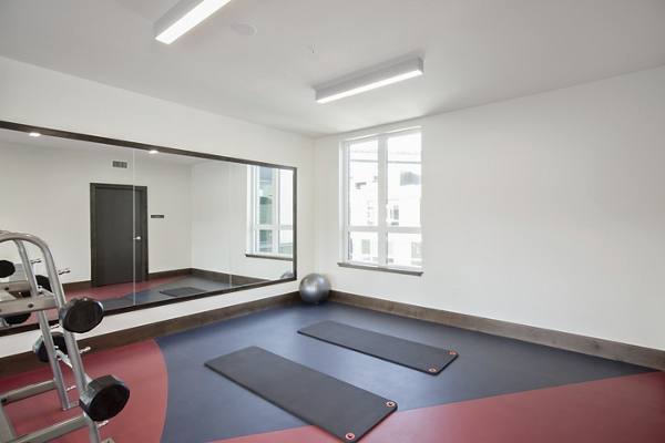 yoga/spin studio at Broadstone Reveal Apartments