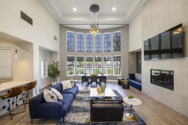 Clubhouse with modern furnishings at Canyon Park Apartments in Long Beach