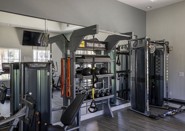 Modern fitness center with state-of-the-art equipment at Canyon Park Apartments