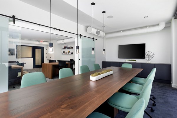 State-of-the-art meeting facility at Jefferson Edge Apartments with modern amenities, ideal for business gatherings and events