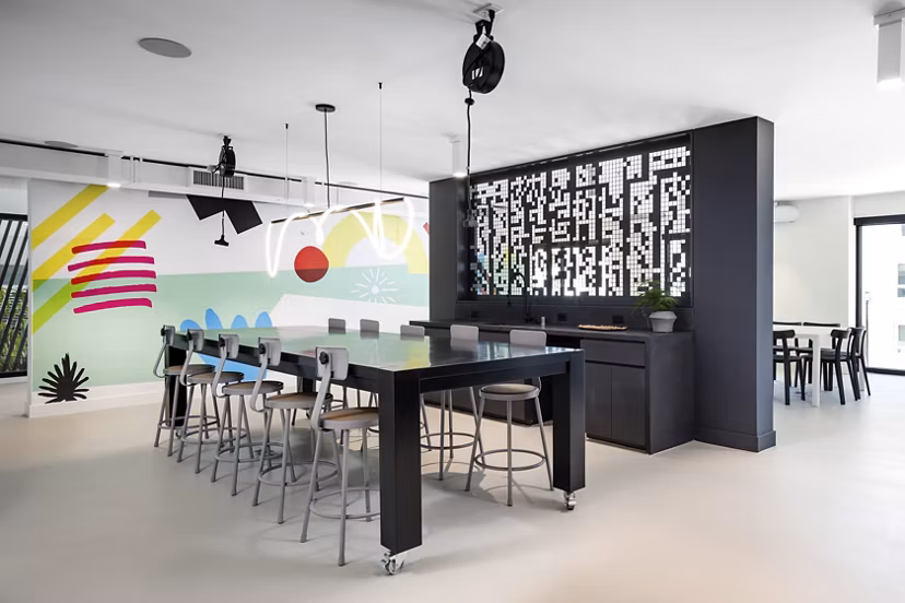 Stylish clubhouse with modern furnishings at Jefferson Edge Apartments