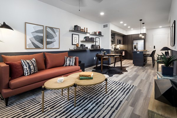 Spacious living room with contemporary design at Jefferson Edge Apartments