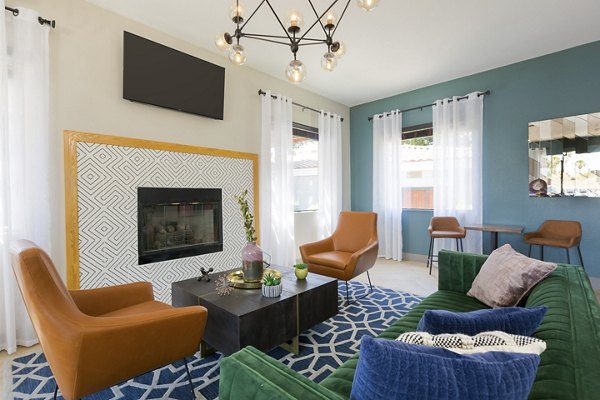 Clubhouse featuring modern design and comfortable seating at Morada West Apartments