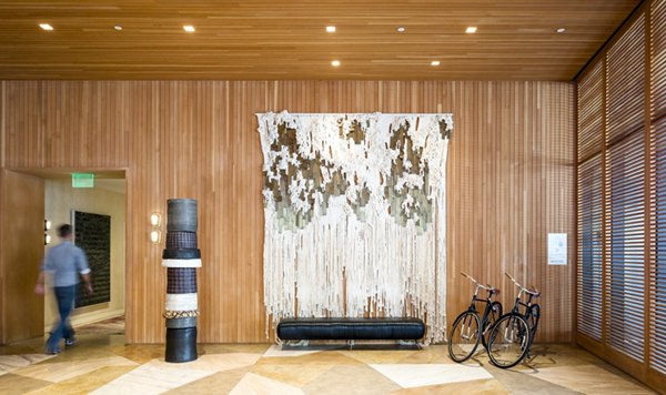 Modern clubhouse with vibrant interiors at Columbia Square Living Apartments