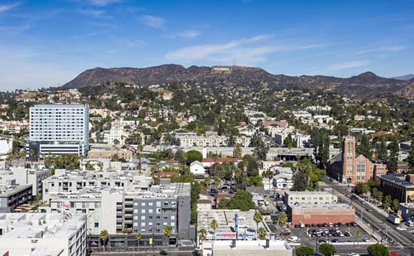 Columbia Square Living Apartments: Scenic view of luxury living from a high-rise balcony