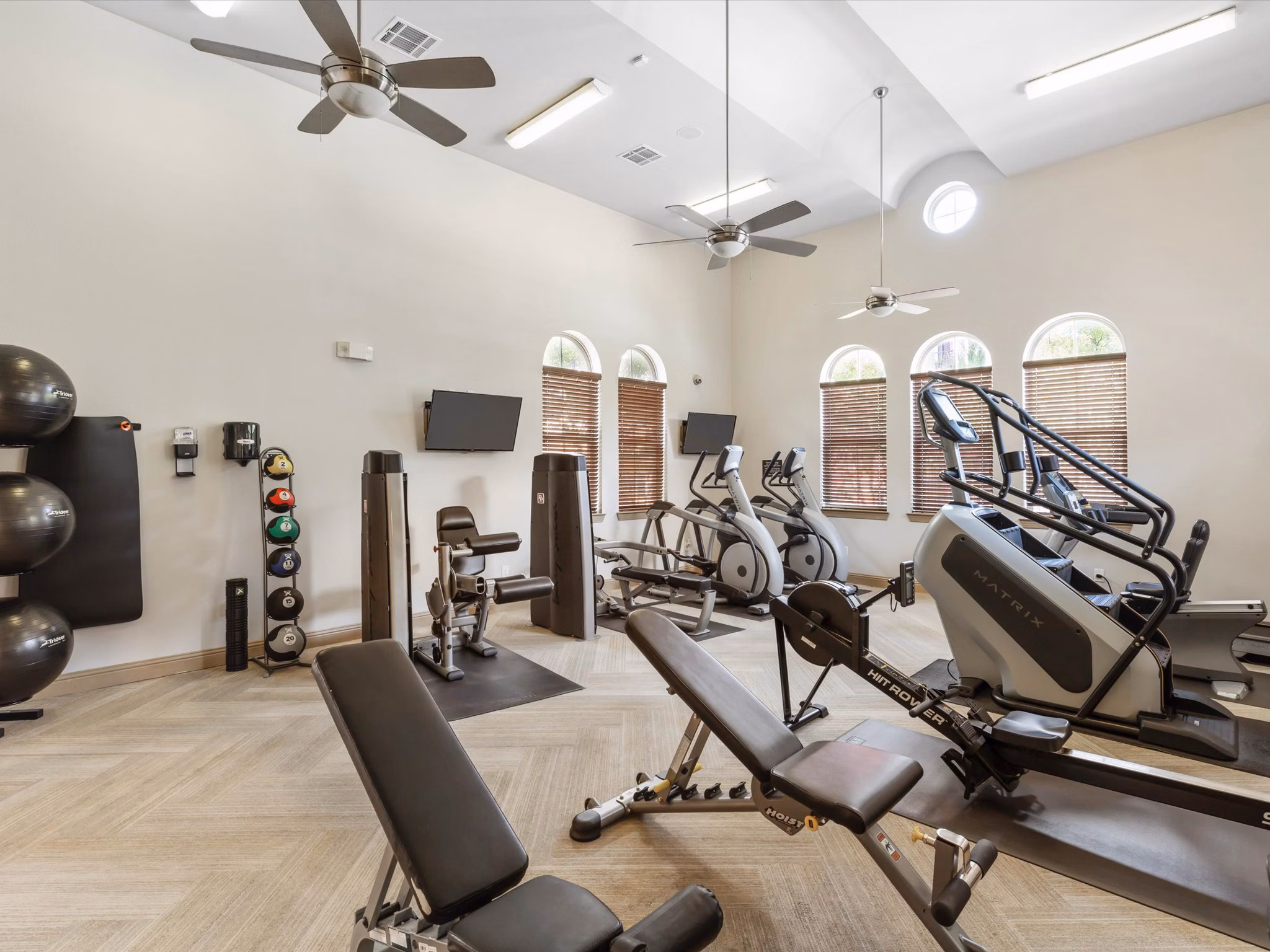 fitness center at Enclave at Hometown Apartments