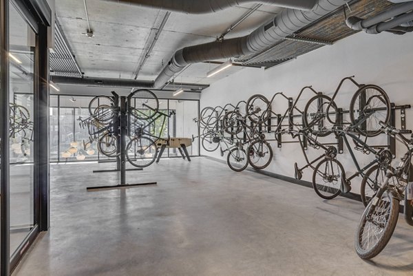 Bike storage facility at The Morton Apartments offering secure and convenient parking for residents' bicycles