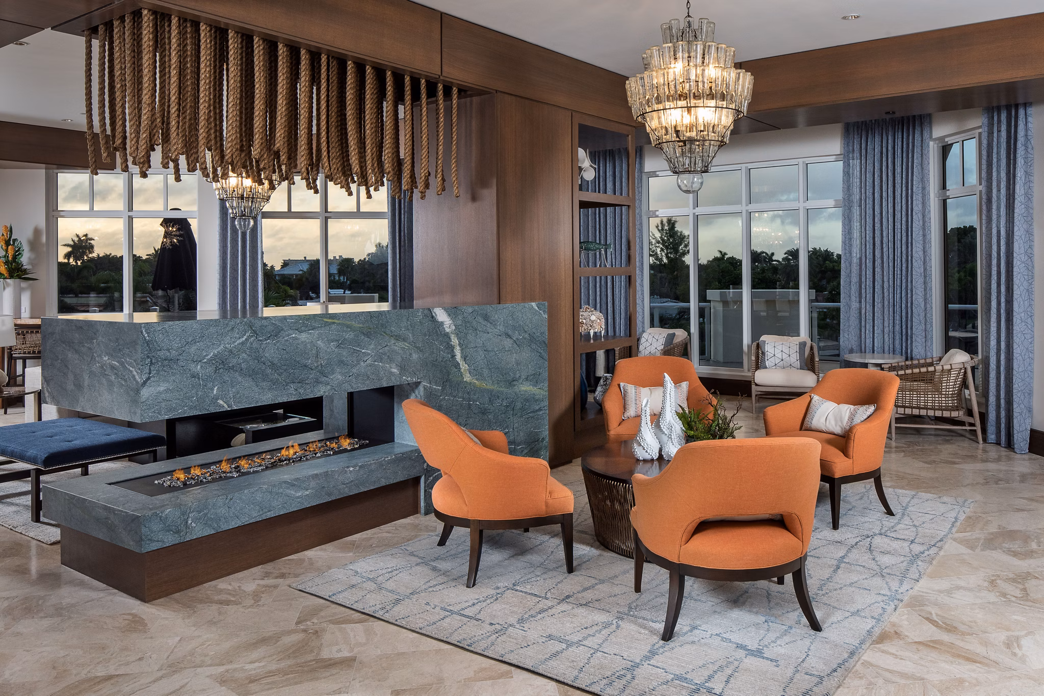 Clubhouse featuring modern design and ocean views at 1333 South Ocean Apartments