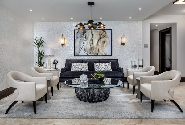 Clubhouse featuring modern seating and ocean views at 1333 South Ocean Apartments