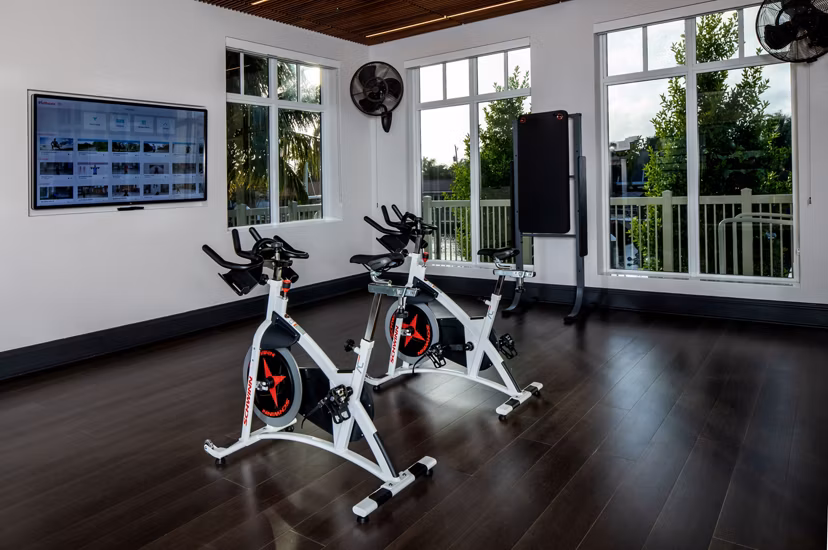 Modern fitness center with state-of-the-art equipment at 1333 South Ocean Apartments, ideal for wellness and exercise enthusiasts