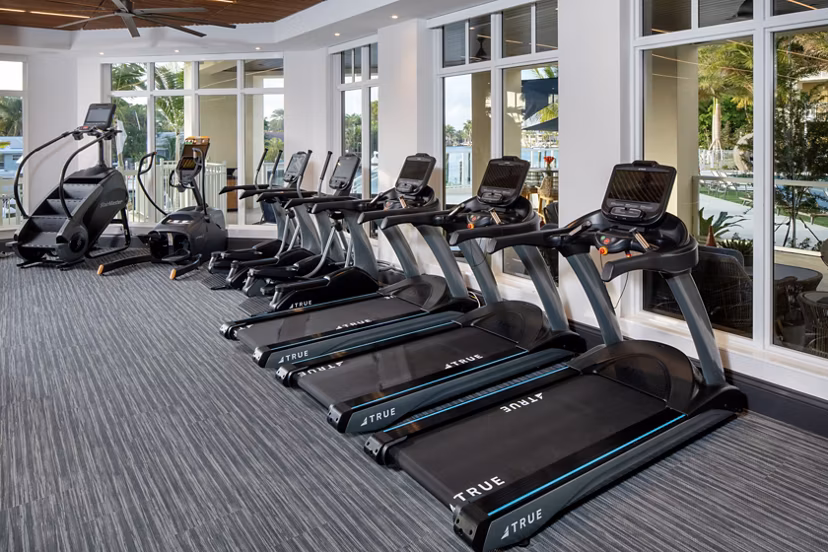 State-of-the-art fitness center with modern equipment at 1333 South Ocean Apartments