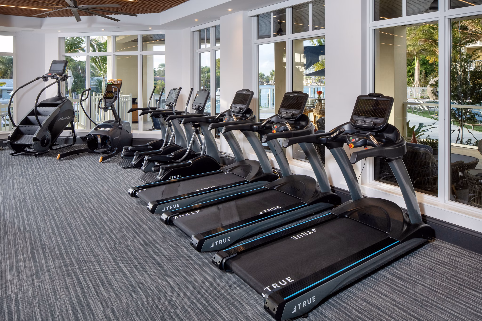 State-of-the-art fitness center with modern equipment at 1333 South Ocean Apartments