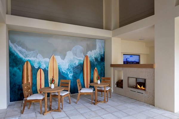 Cozy fire pit area at 1333 South Ocean Apartments offering luxurious beachfront living experience