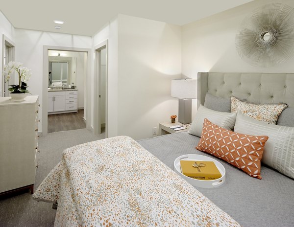 Modern bedroom with sleek design at Marvelle at Southcenter Apartments