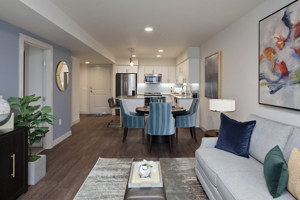 Elegant dining area with contemporary decor at Marvelle at Southcenter Apartments