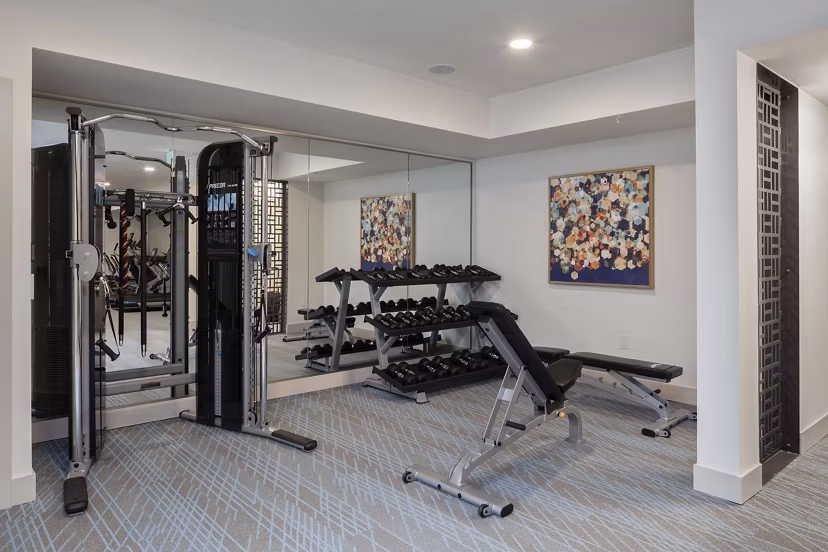 Modern fitness center with state-of-the-art equipment at Marvelle at Southcenter Apartments for active lifestyle enthusiasts
