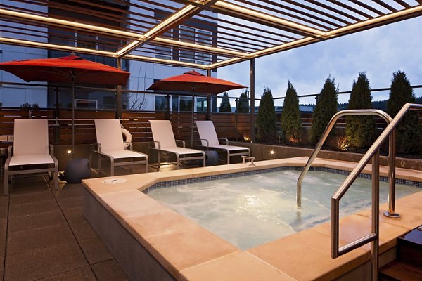 Relaxing hot tub at Marvelle at Southcenter Apartments, perfect for unwinding after a long day
