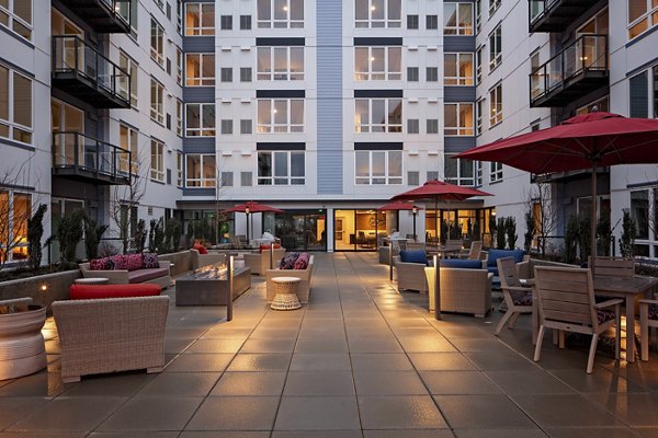 Tranquil courtyard with modern seating area at Marvelle at Southcenter Apartments
